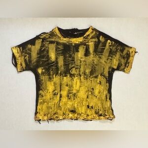 Distressed Hand-Painted Abstract Graphic Tee | Half Smiley Back